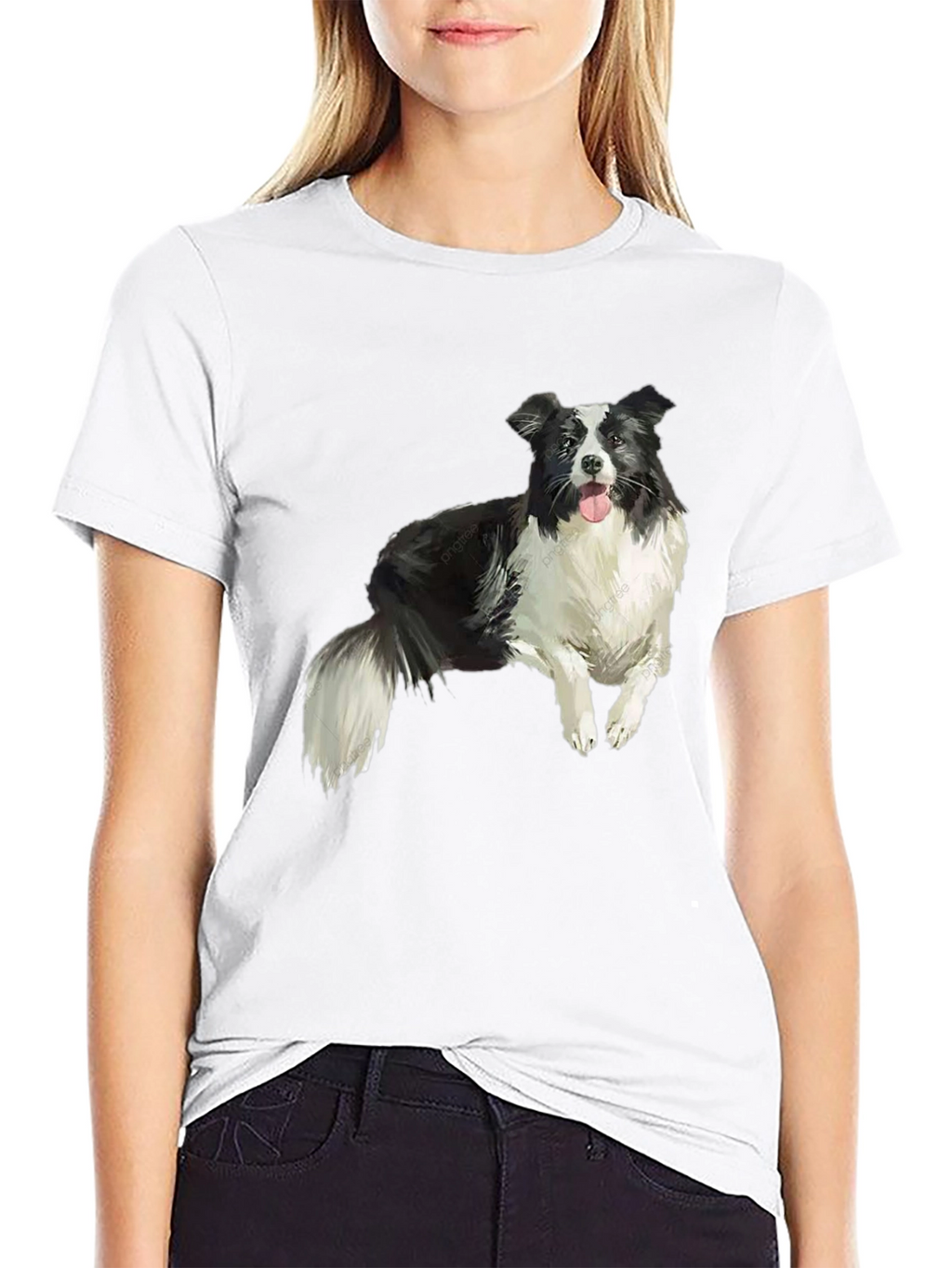 Border Collie Graphic Tee - Black Cotton Blend