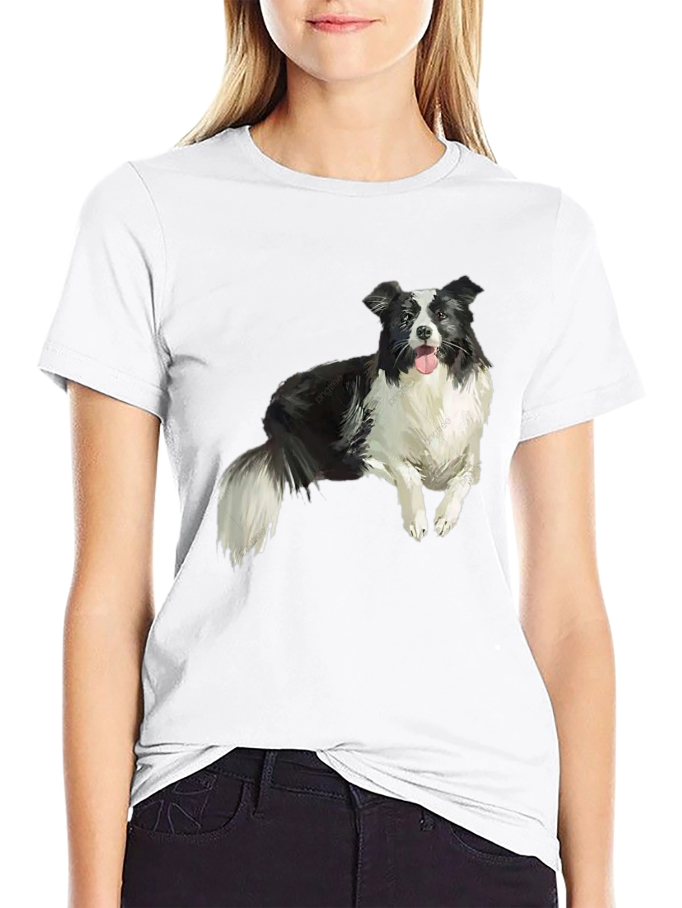 Border Collie Graphic Tee - Black Cotton Blend