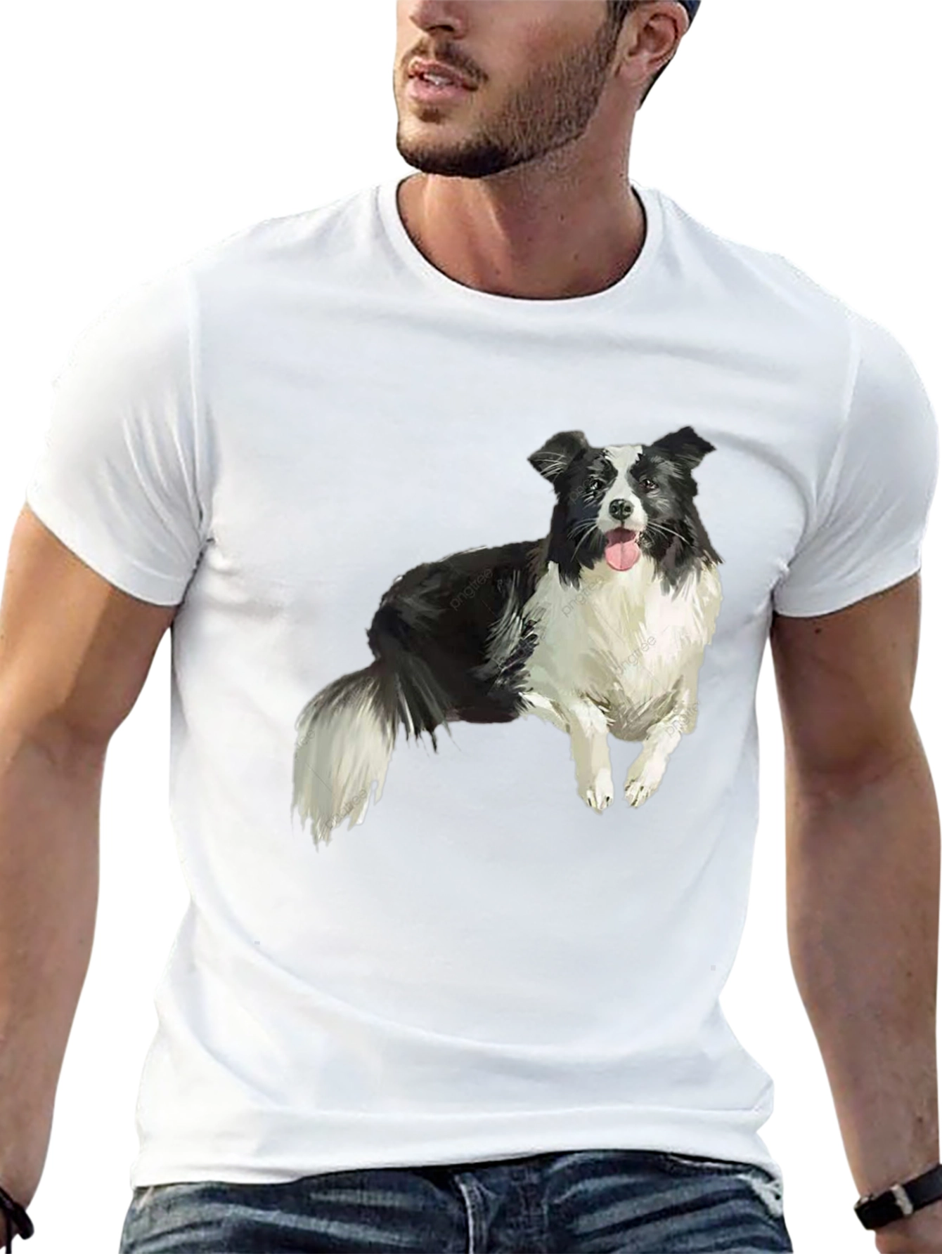 Border Collie Graphic Tee - Black Cotton Blend