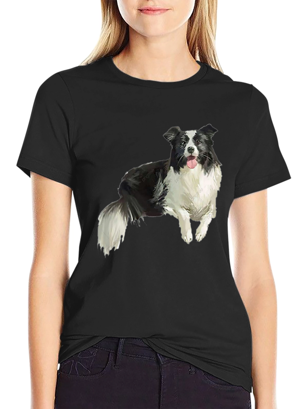 Border Collie Graphic Tee - Black Cotton Blend