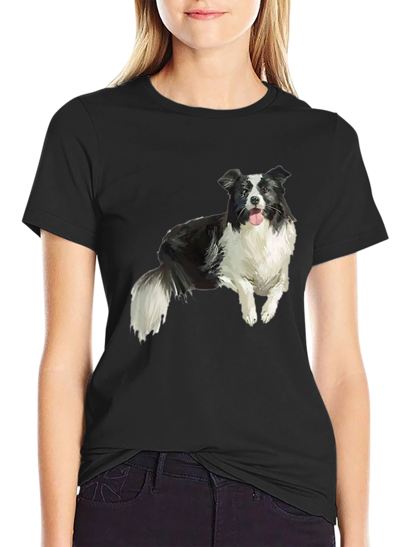 Border Collie Graphic Tee - Black Cotton Blend