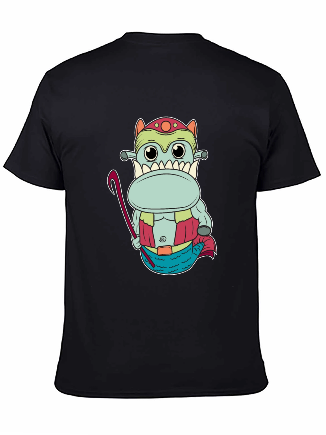 Funny Cartoon Creature Graphic Tee - Black