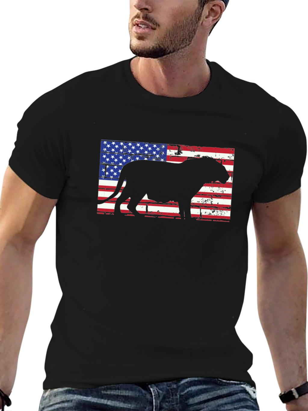 Patriotic Bulldog Mens T-Shirt
