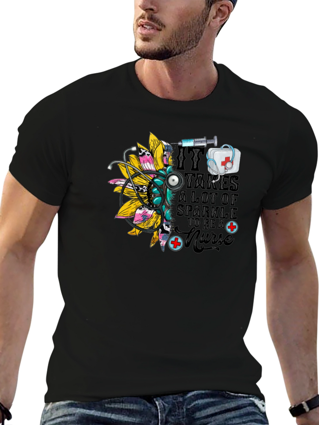 Nurse Sparkle Black T-Shirt