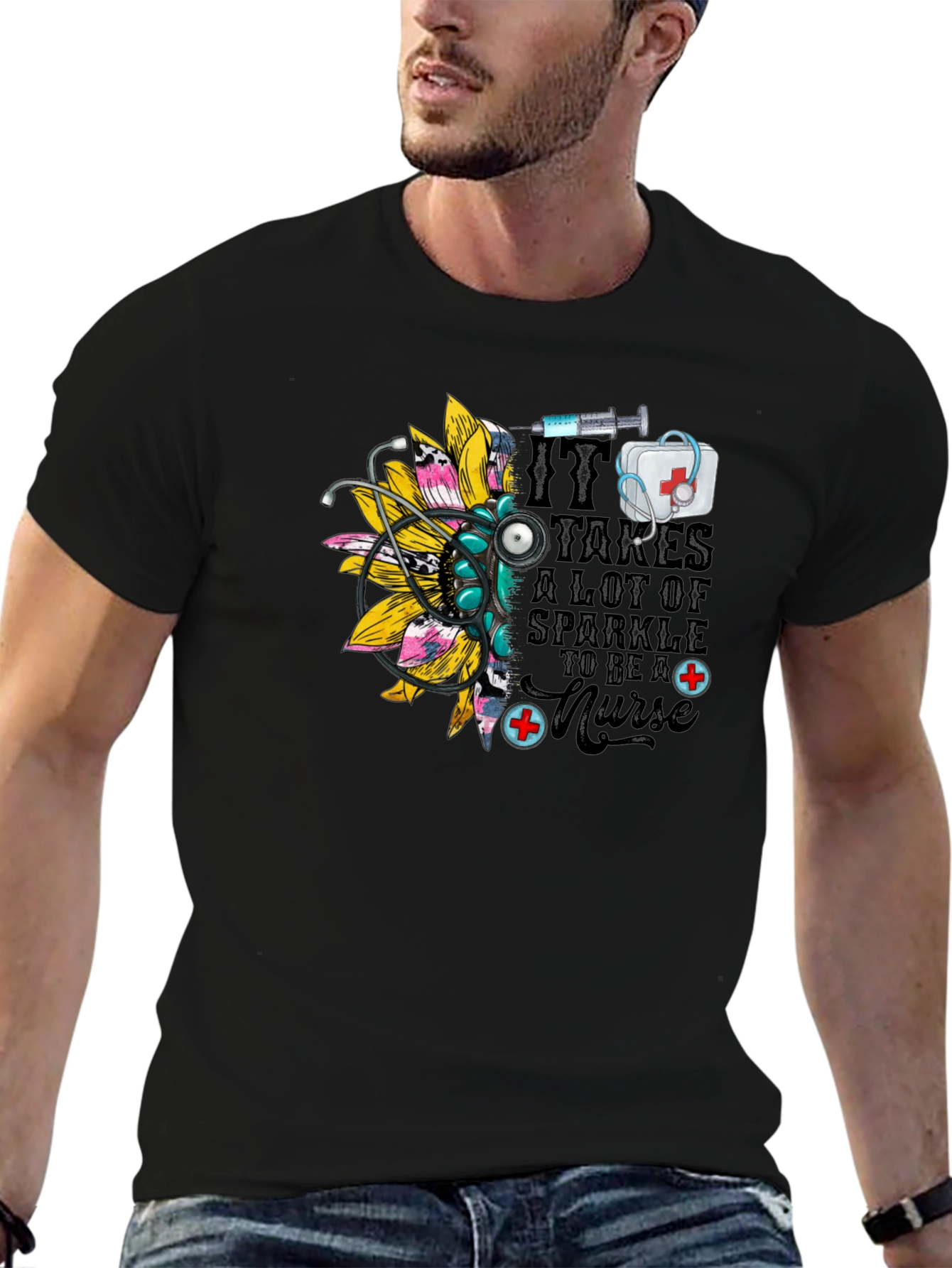 Nurse Sparkle Black T-Shirt