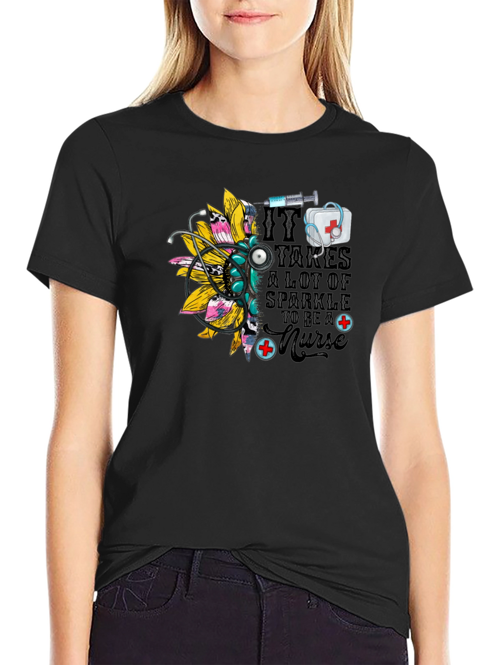 Nurse Sparkle Black T-Shirt