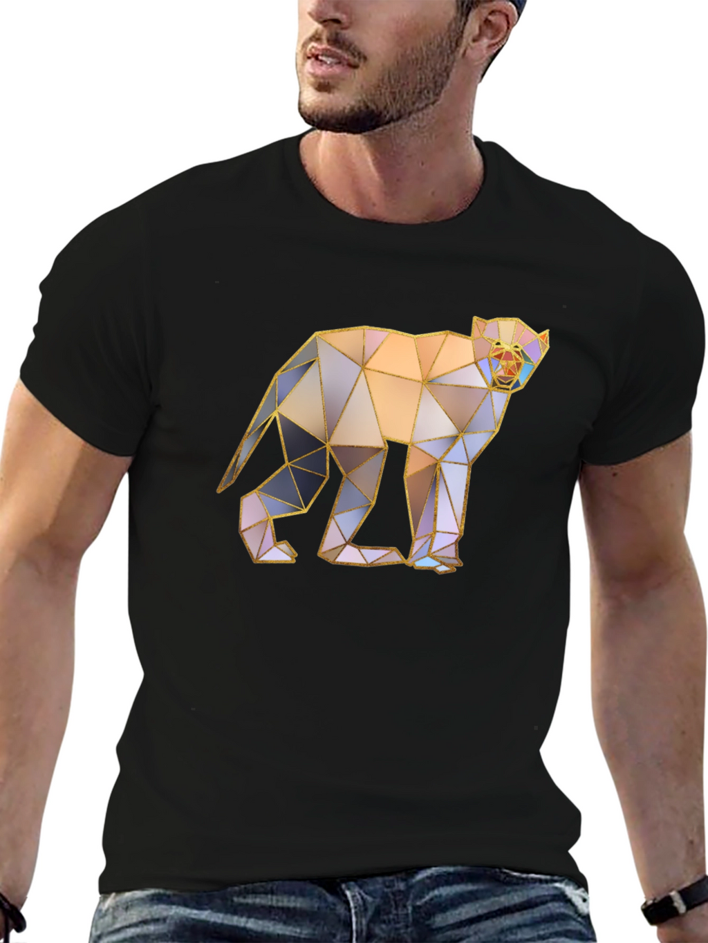 Geometric Monkey Graphic Tee - Modern Art T-Shirt