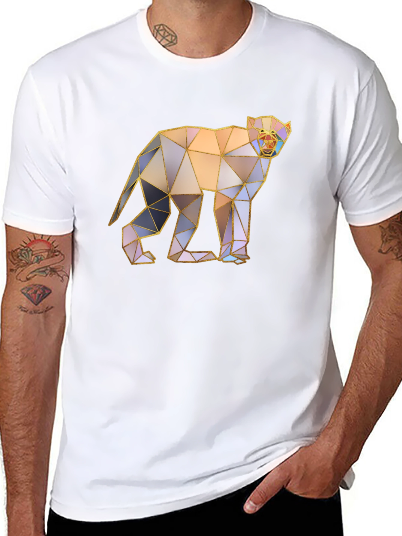 Geometric Monkey Graphic Tee - Modern Art T-Shirt