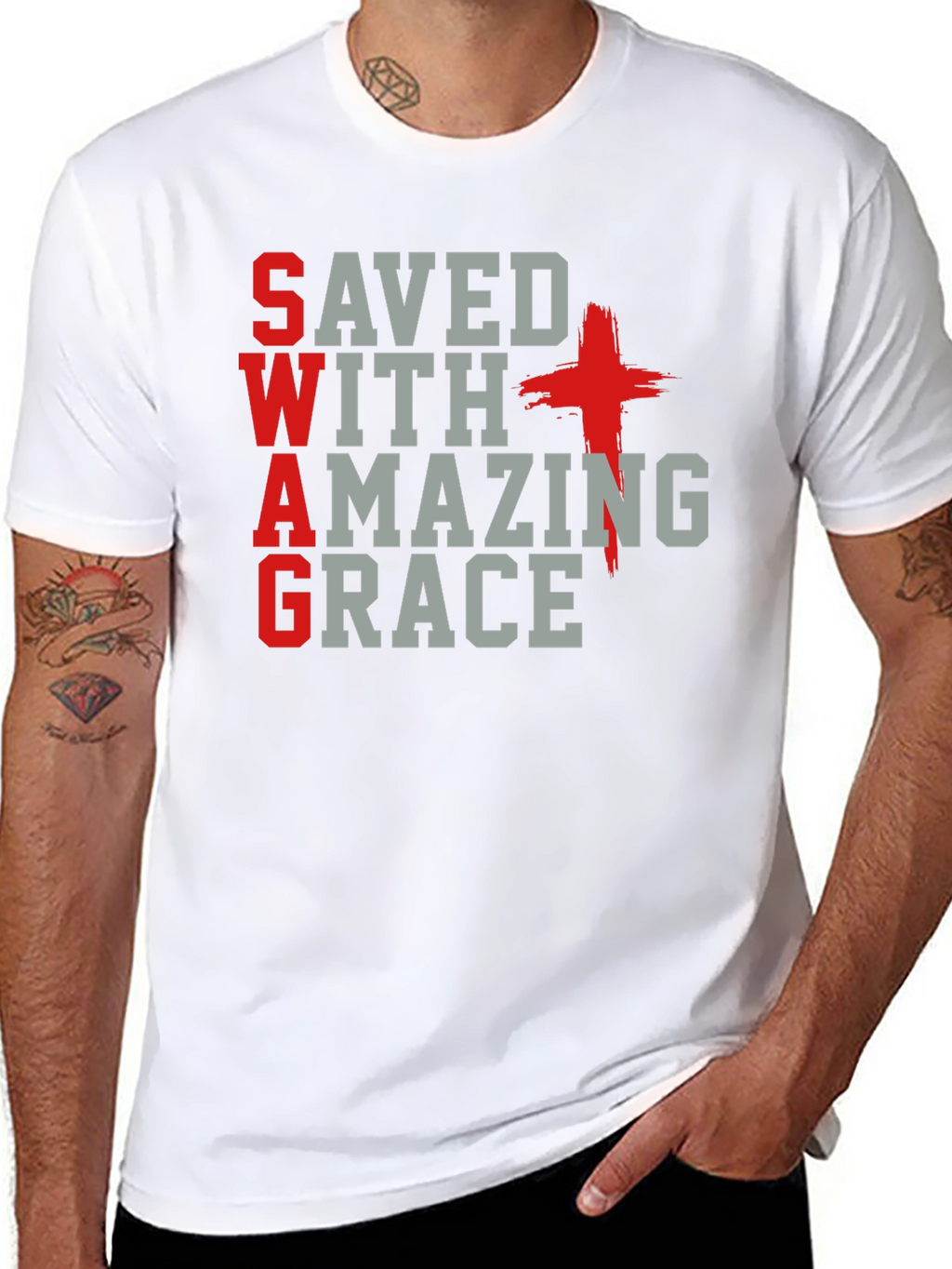 Saved With Amazing Grace Christian T-Shirt
