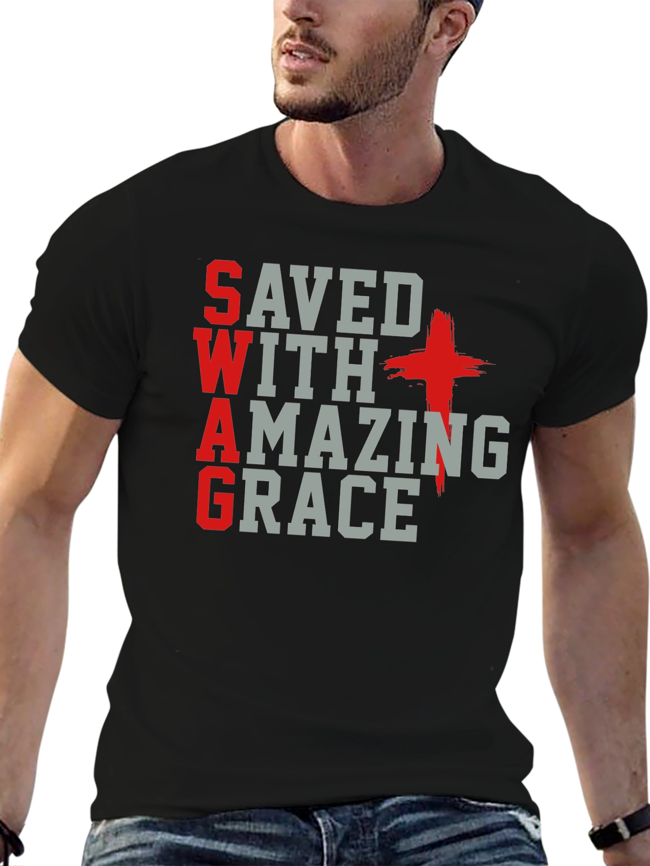 Saved With Amazing Grace Christian T-Shirt