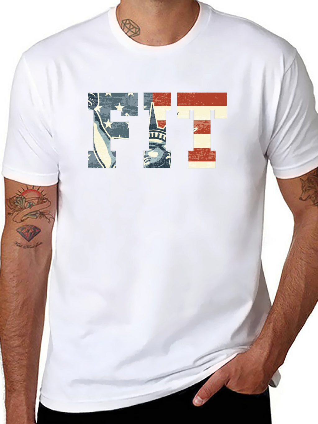 Patriotic FIT Graphic T-Shirt - American Flag Design