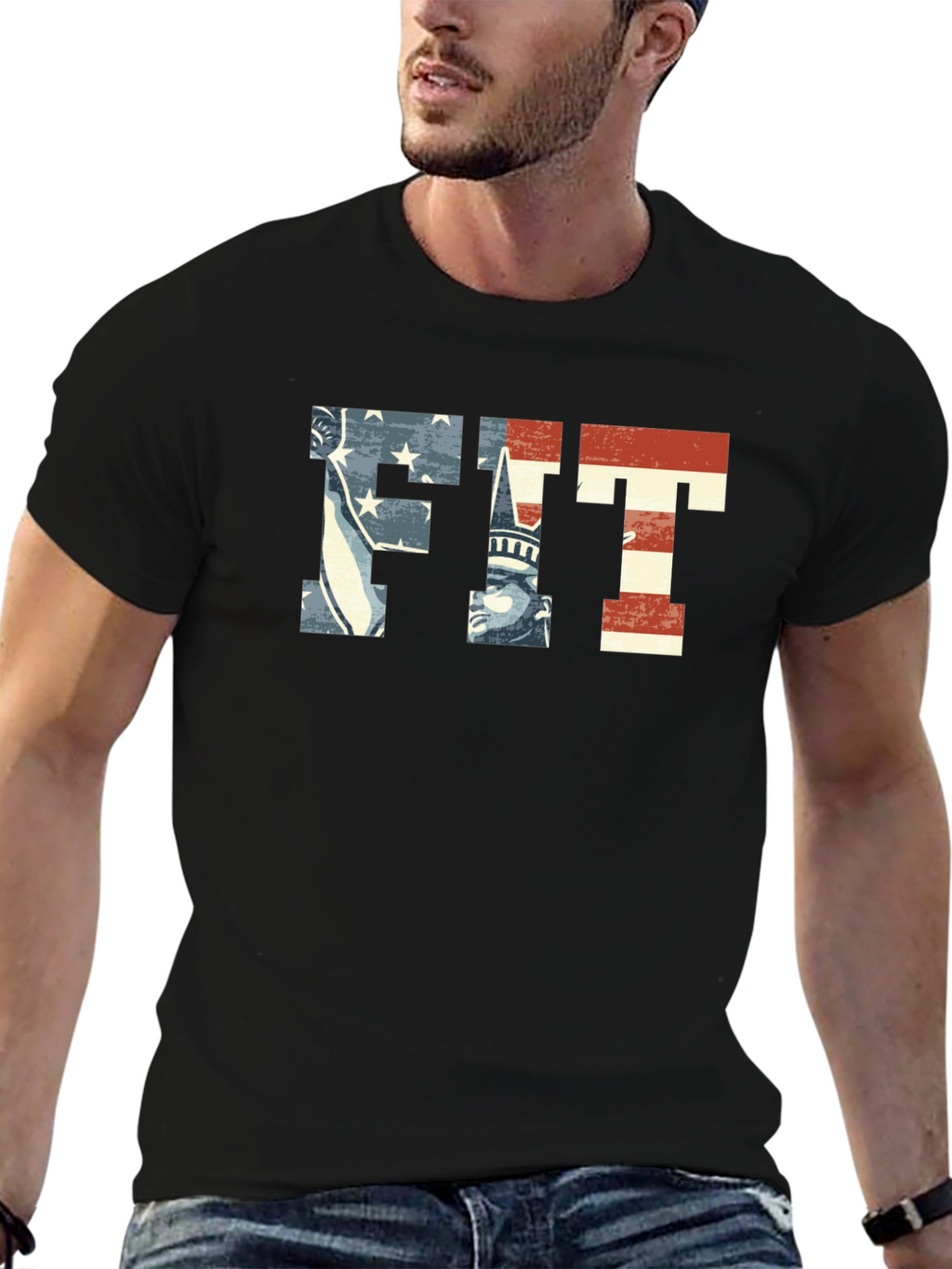 Patriotic FIT Graphic T-Shirt - American Flag Design