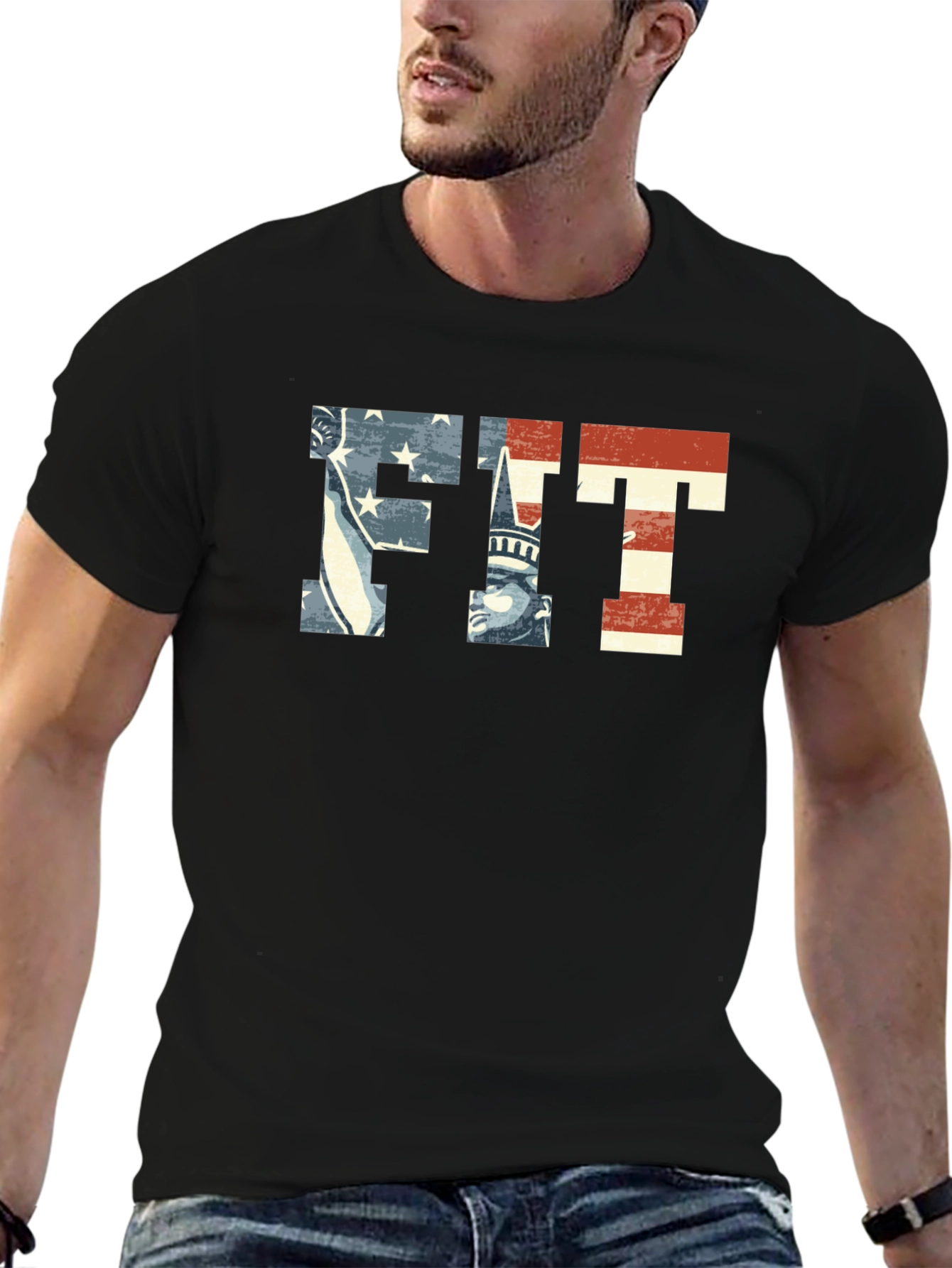 Patriotic FIT Graphic T-Shirt - American Flag Design