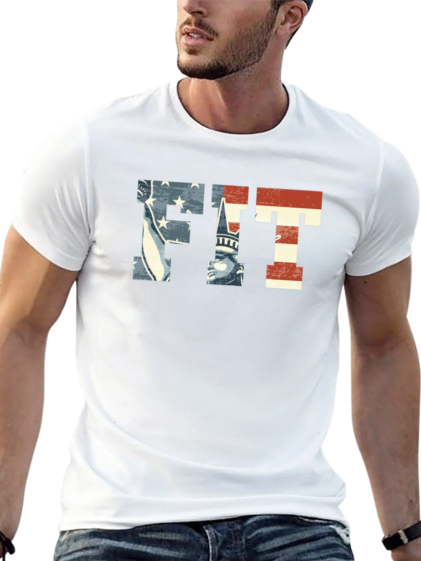 Patriotic FIT Graphic T-Shirt - American Flag Design