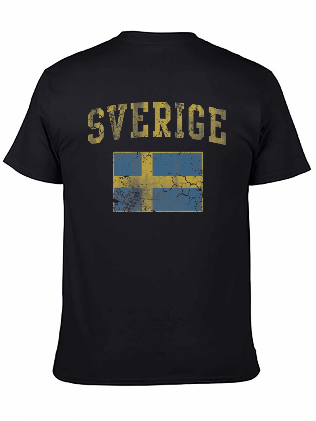 Sverige Sweden Flag Distressed Black T-Shirt