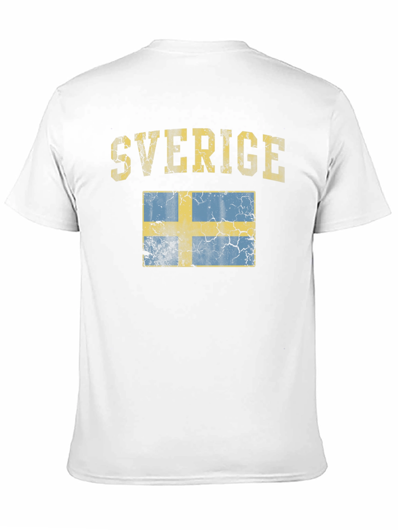 Sverige Sweden Flag Distressed Black T-Shirt