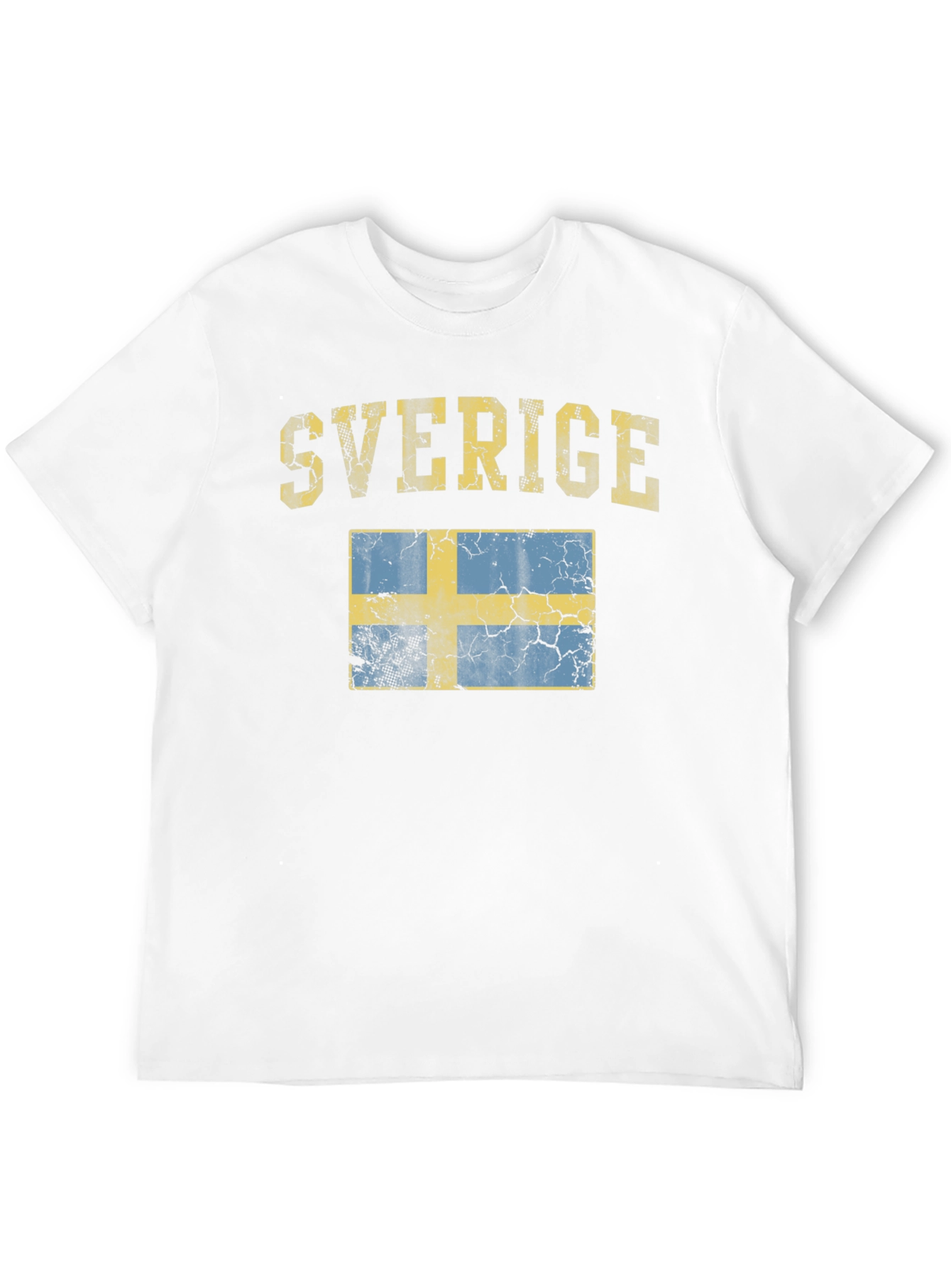 Sverige Sweden Flag Distressed Black T-Shirt