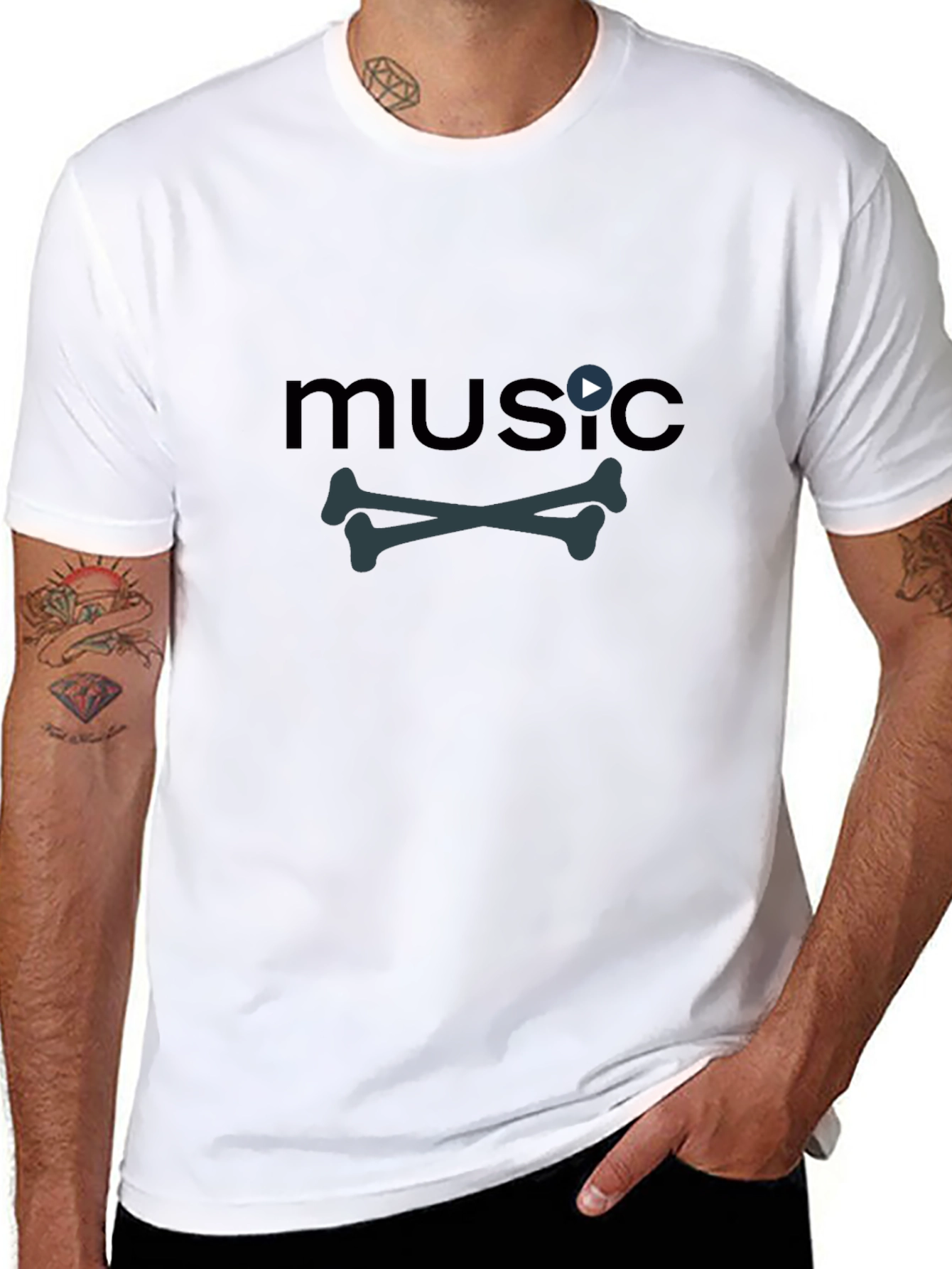 Music Bones Tee - Black Graphic T-Shirt