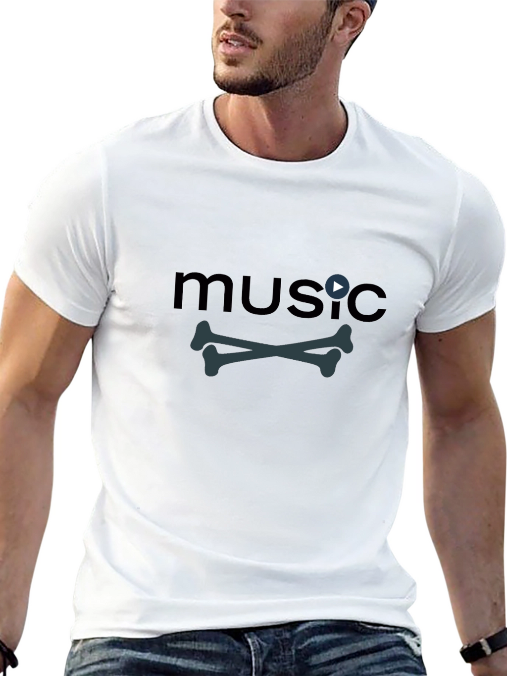 Music Bones Tee - Black Graphic T-Shirt
