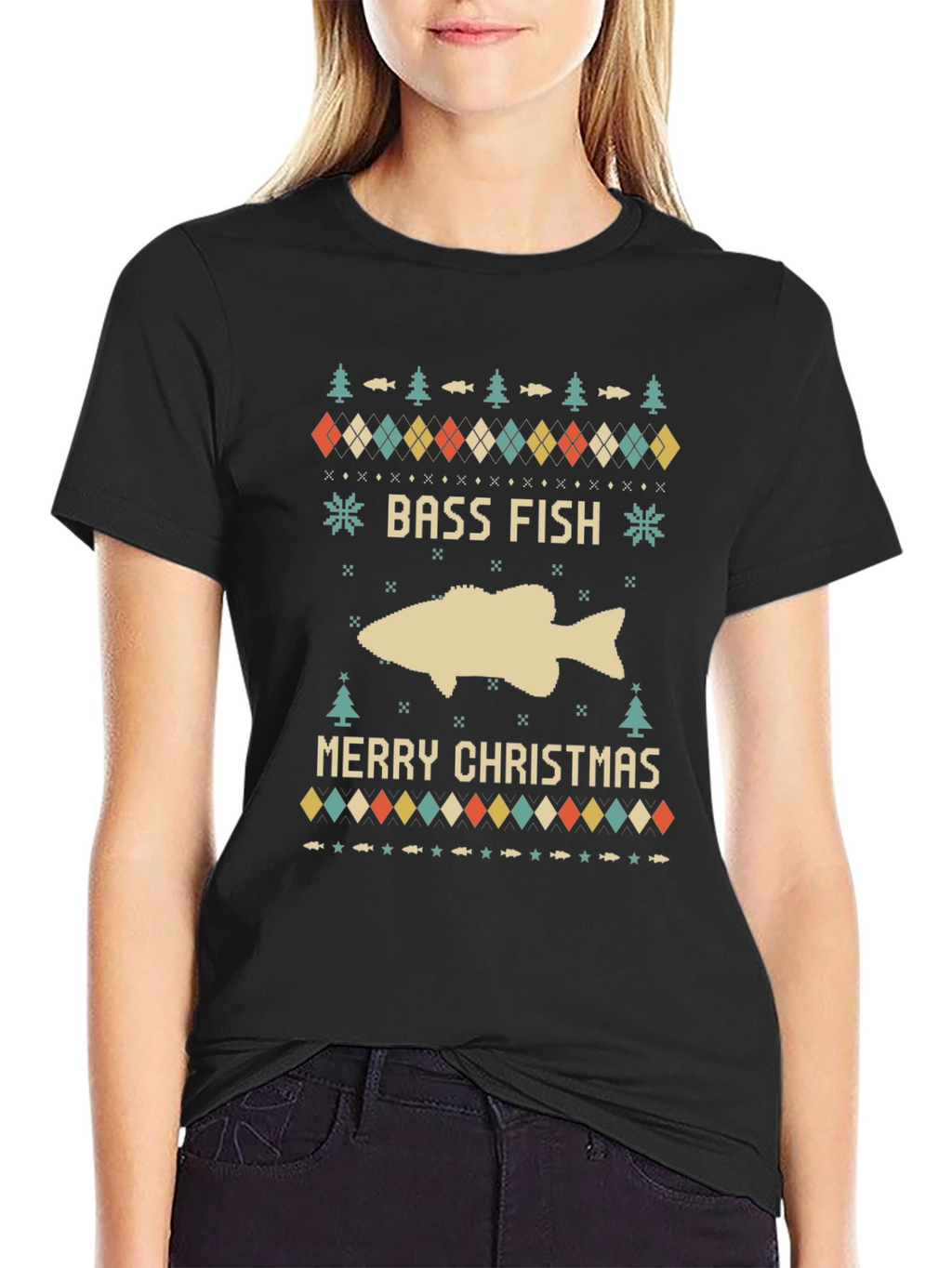 Bass Fish Merry Christmas Ugly Sweater T-Shirt