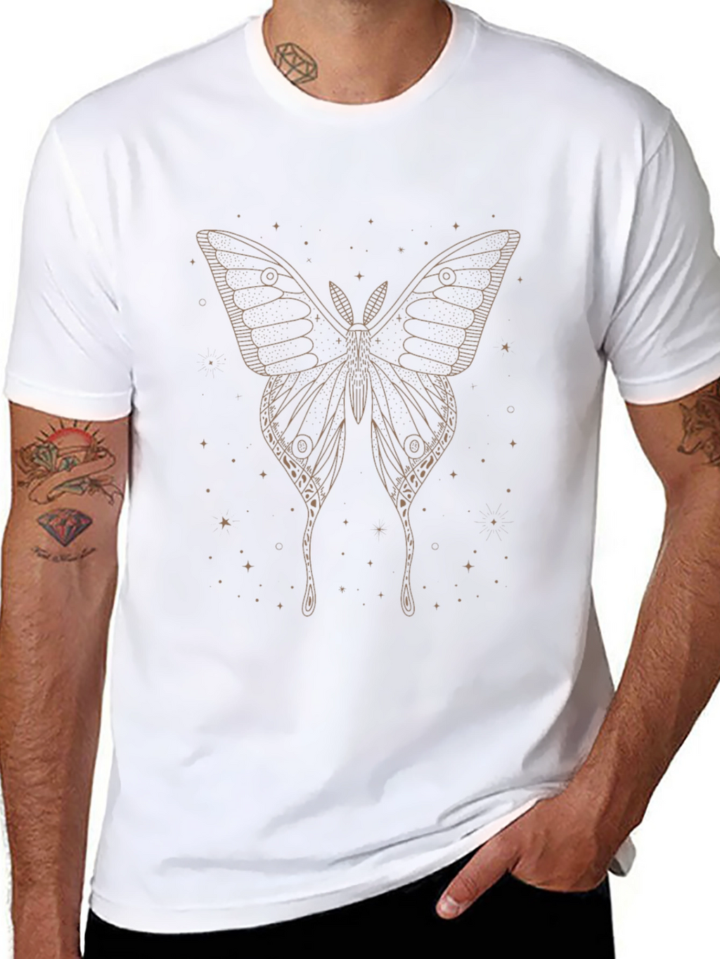 Moth Graphic Tee - Black Cotton T-Shirt