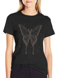 Moth Graphic Tee - Black Cotton T-Shirt