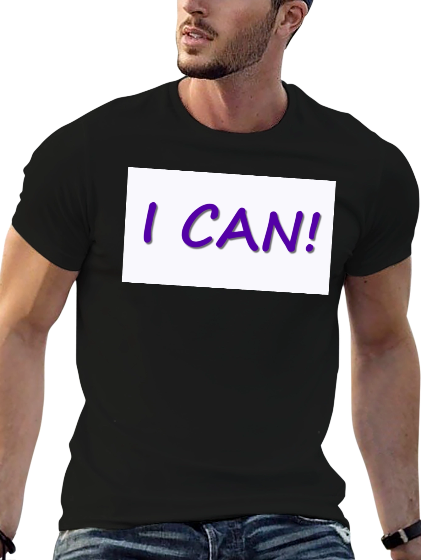 I CAN! Graphic Print Black T-Shirt