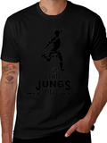 Echte Jungs Spielen Soccer Tee - Black Cotton T-Shirt
