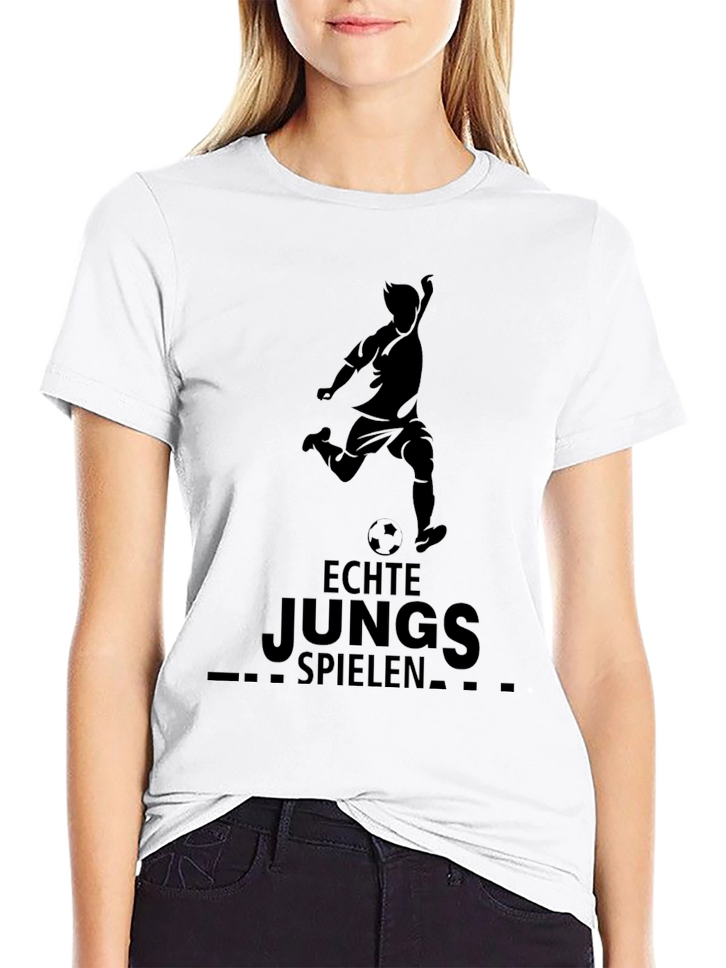 Echte Jungs Spielen Soccer Tee - Black Cotton T-Shirt