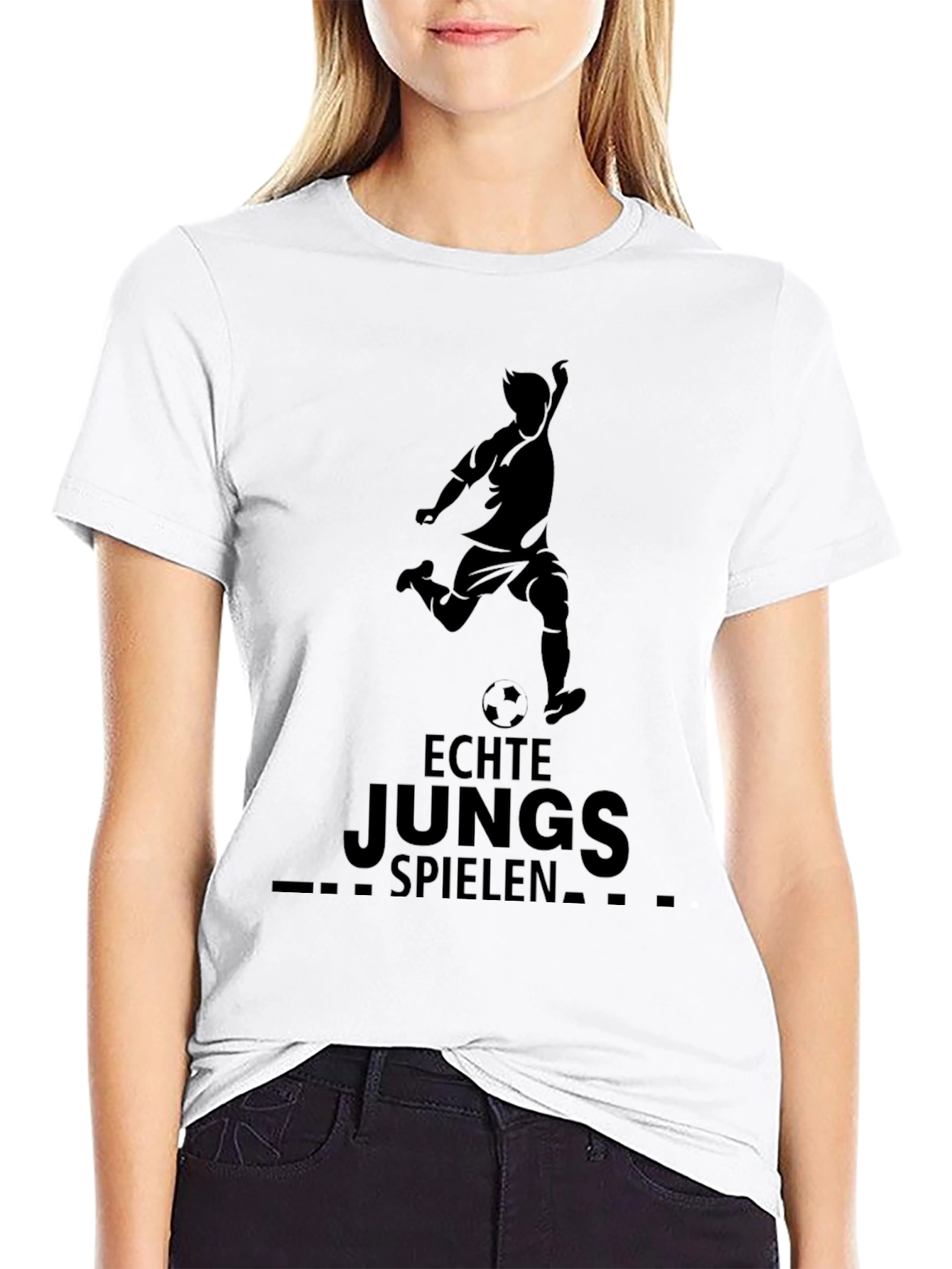 Echte Jungs Spielen Soccer Tee - Black Cotton T-Shirt