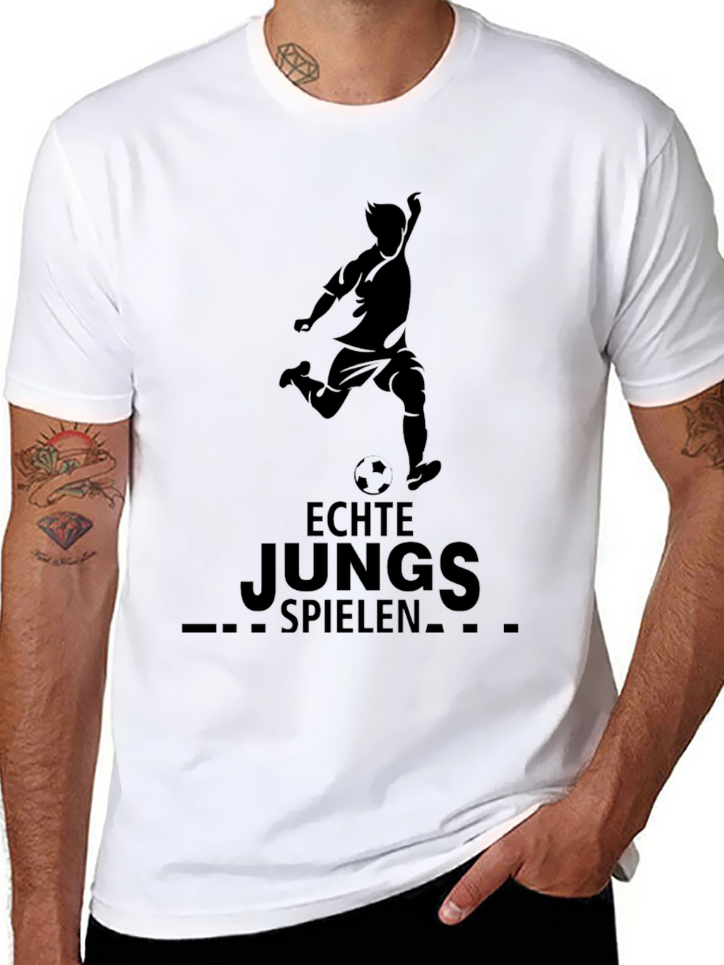 Echte Jungs Spielen Soccer Tee - Black Cotton T-Shirt