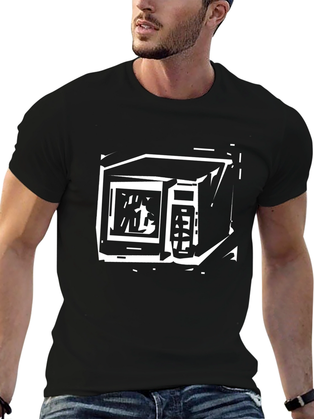Microwave Graphic Print T-Shirt - Black