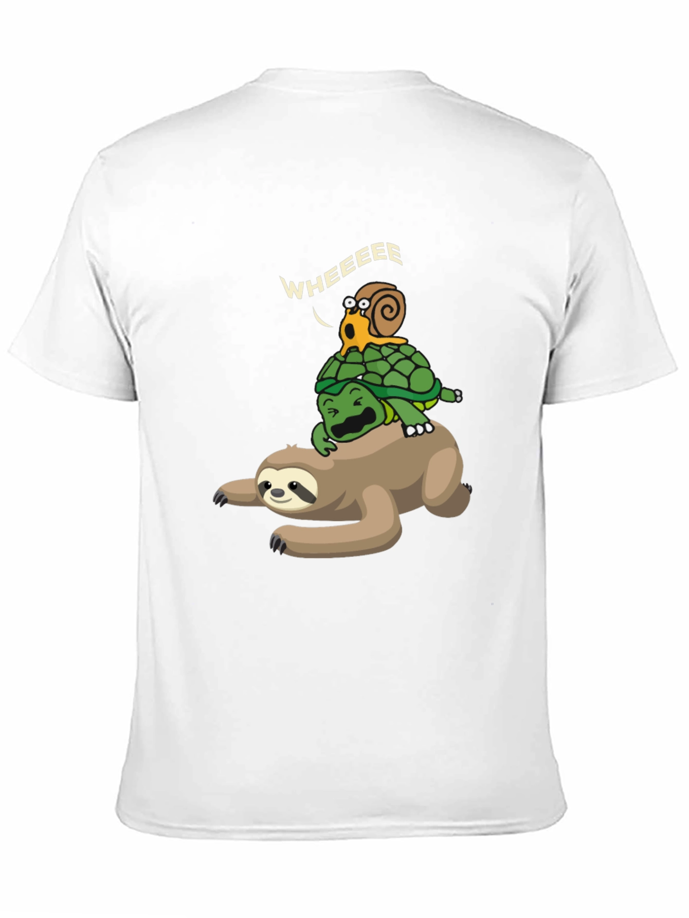 Funny Sloth Turtle Snail Wheeee Black T-Shirt
