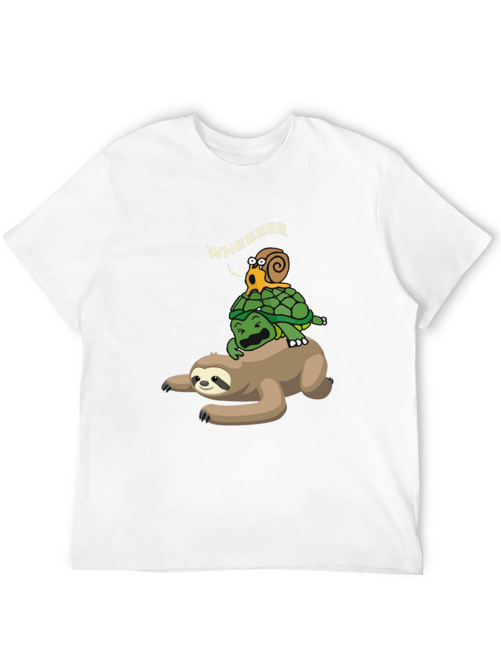 Funny Sloth Turtle Snail Wheeee Black T-Shirt