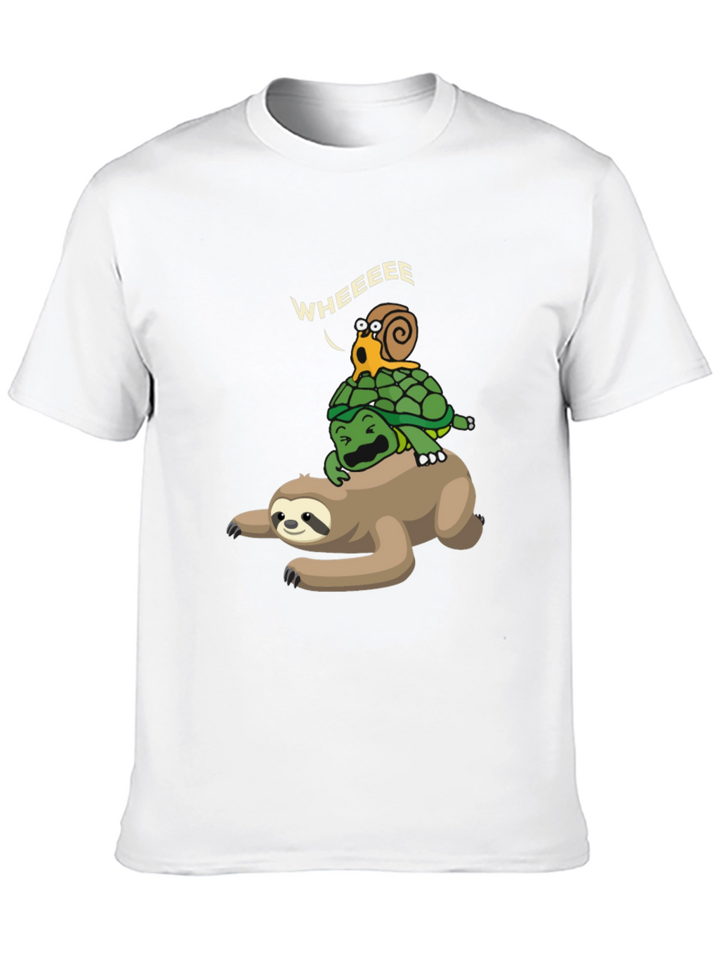 Funny Sloth Turtle Snail Wheeee Black T-Shirt
