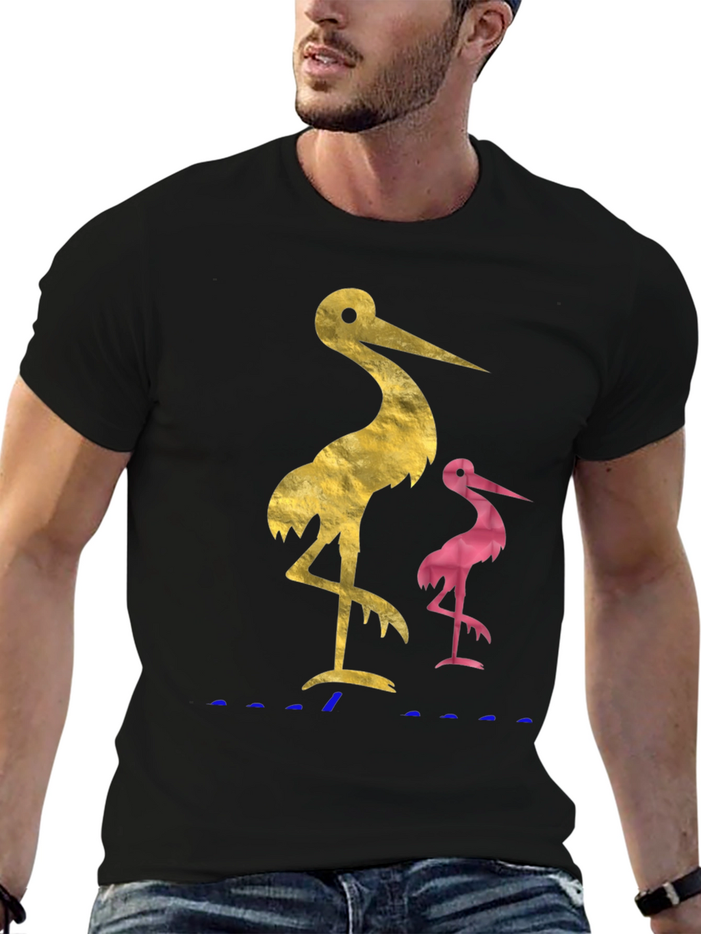 Stylish Crane Graphic Tee