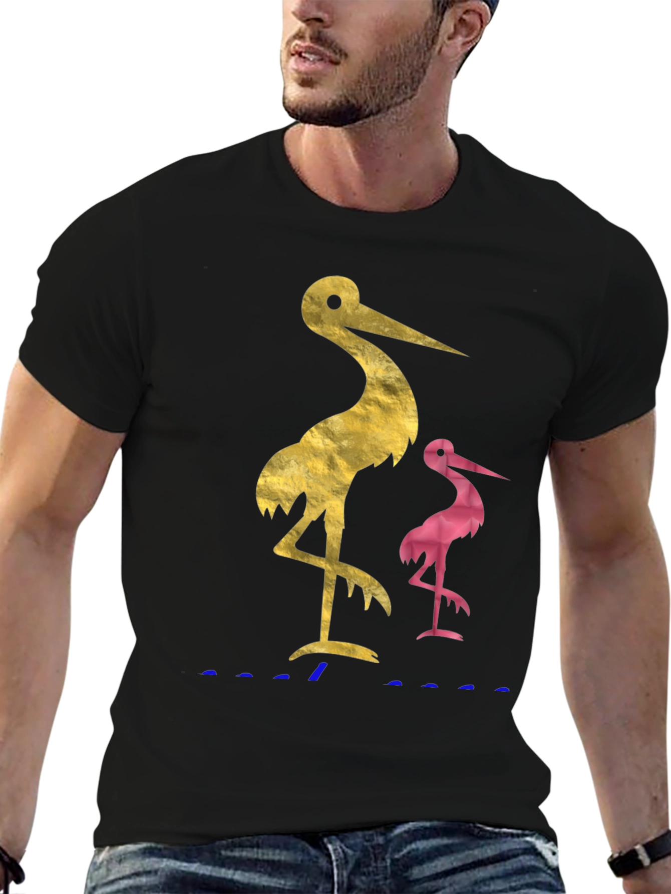 Stylish Crane Graphic Tee