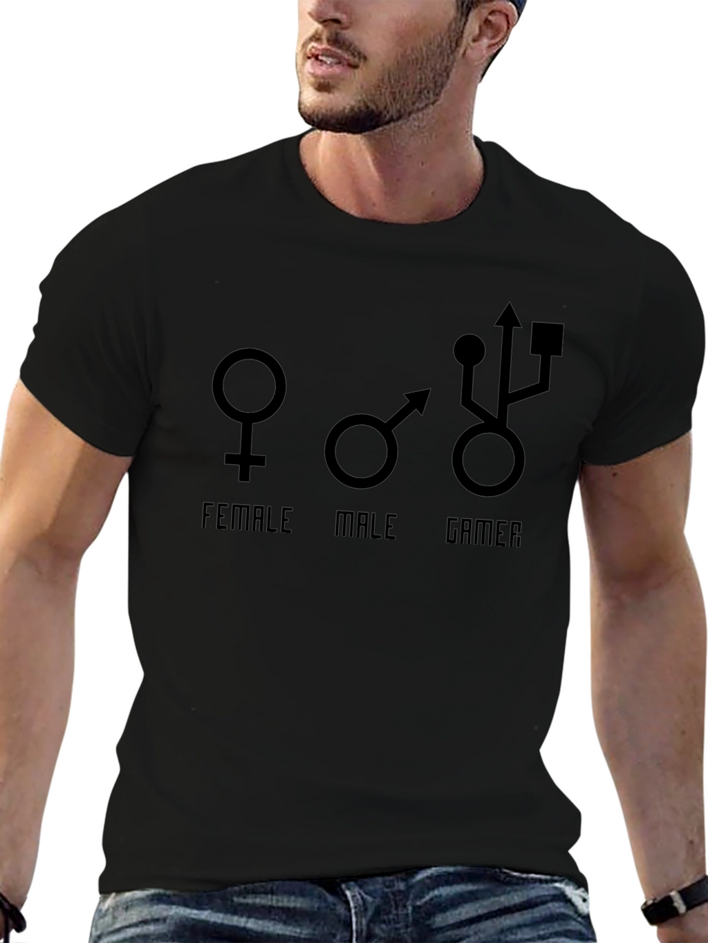 Gamer Tee - Female Male Gamer USB Symbol T-Shirt
