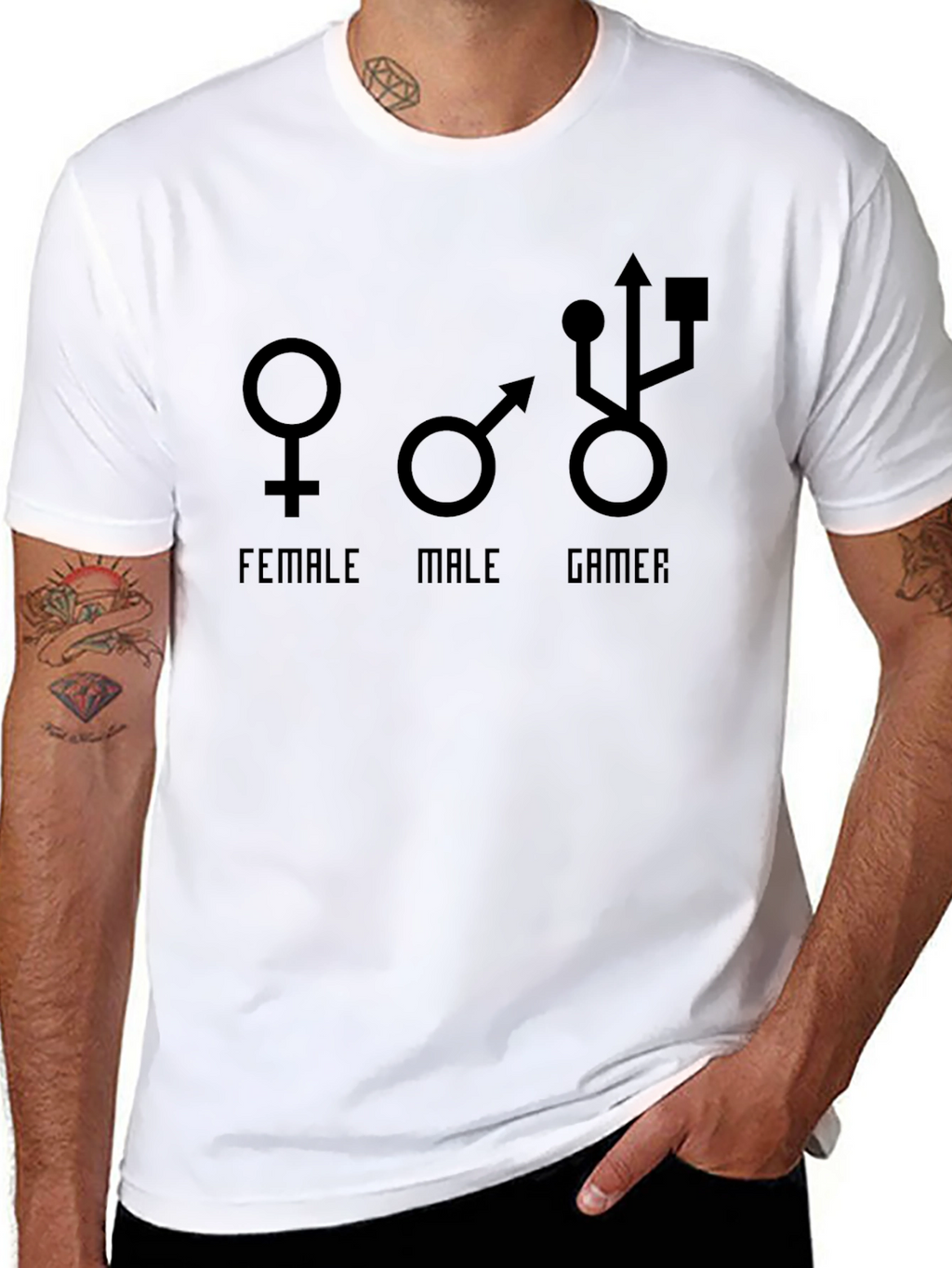 Gamer Tee - Female Male Gamer USB Symbol T-Shirt