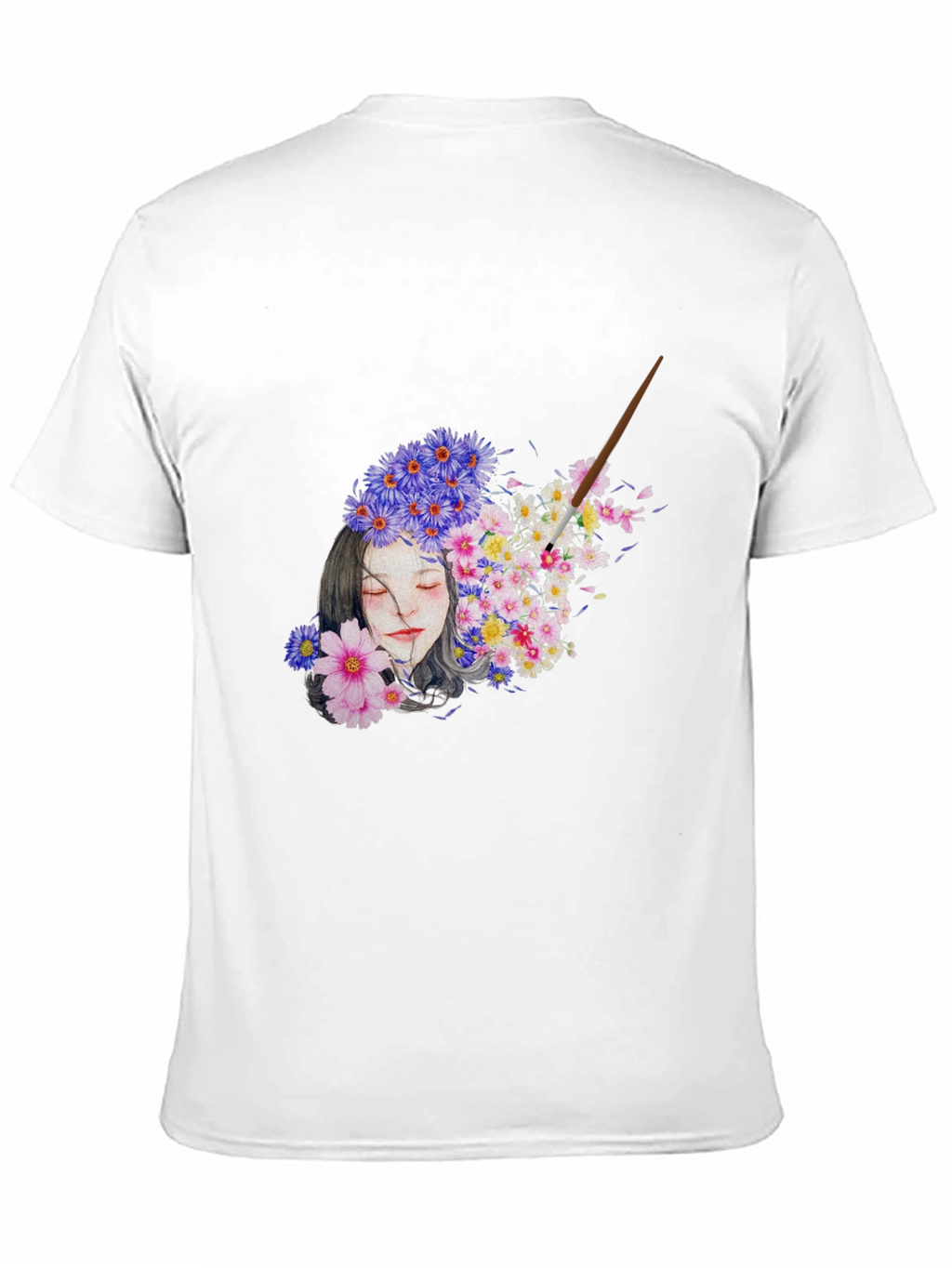 Floral Woman Graphic Black T-Shirt