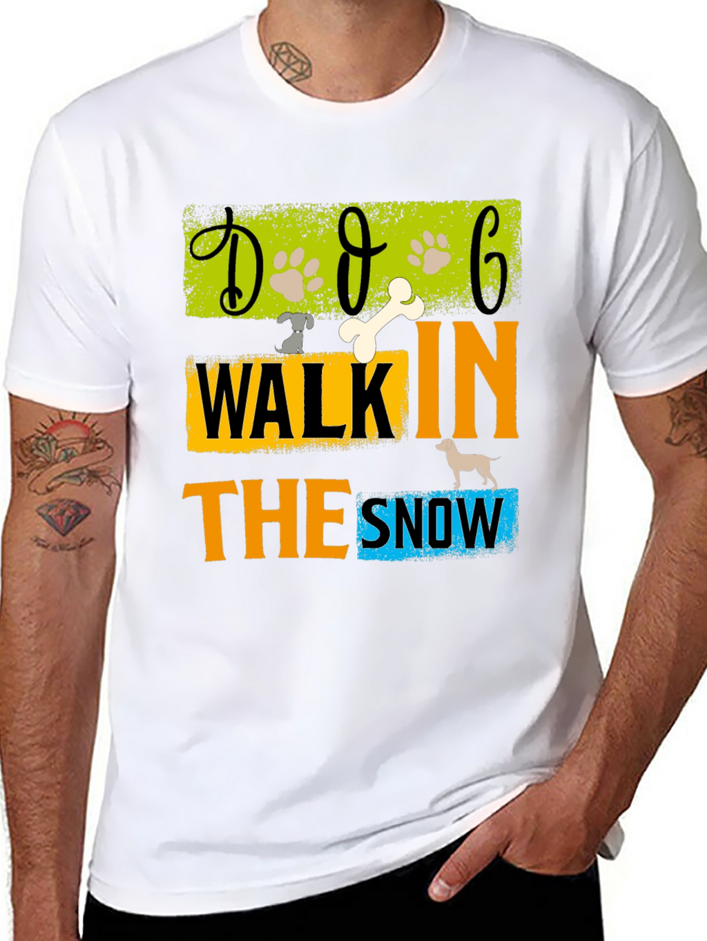 Dog Walk In The Snow T-Shirt