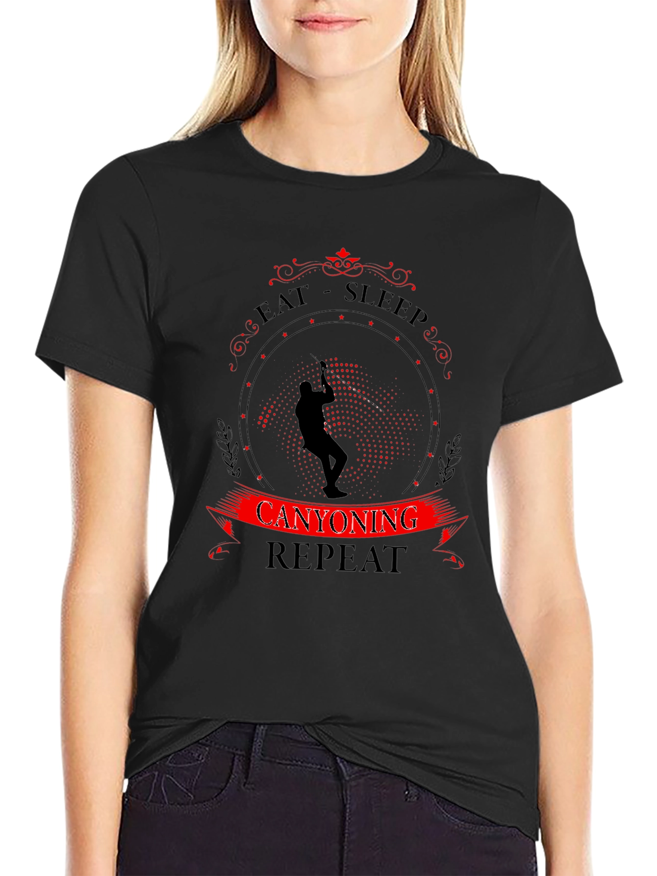 Eat Sleep Canyoning Repeat Black T-Shirt