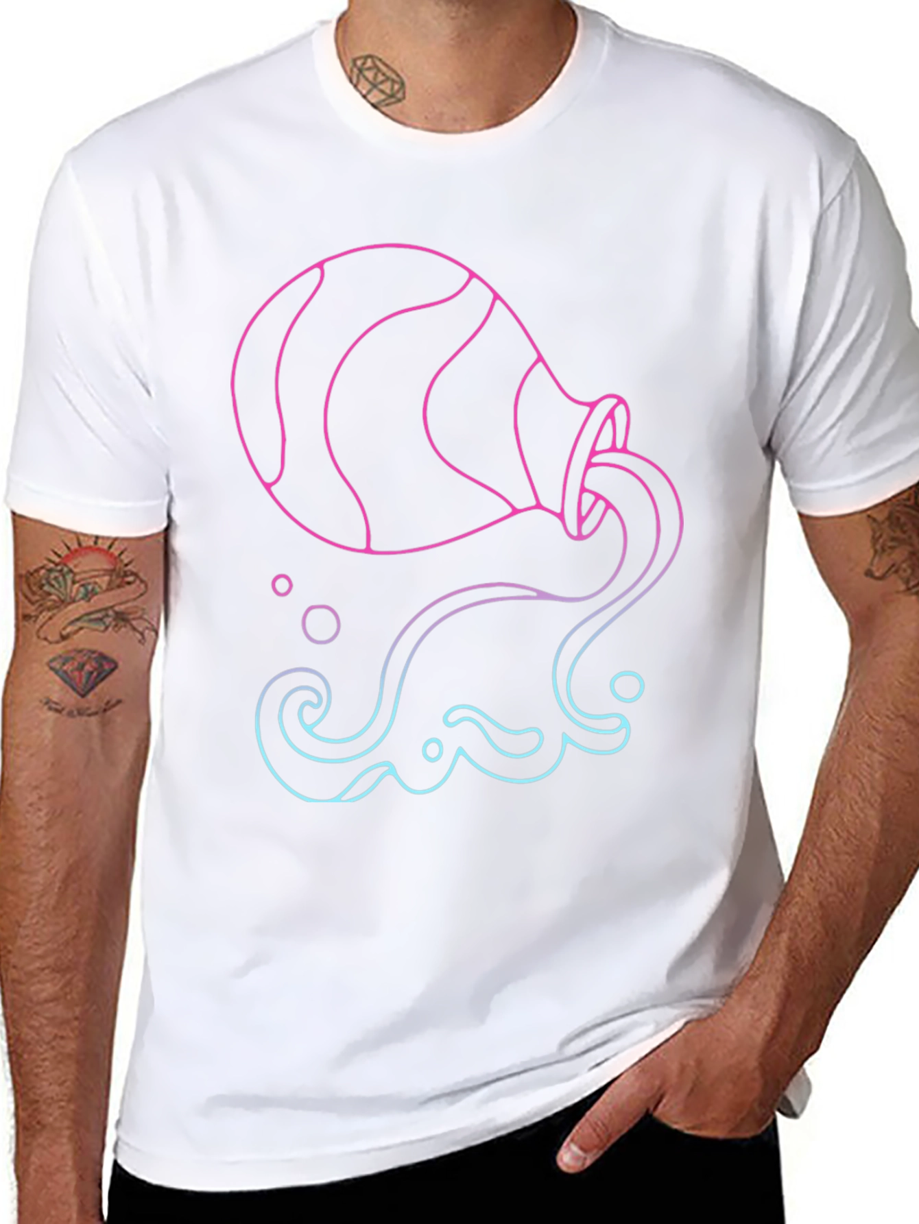 Aquarius Zodiac Graphic Tee - Black Cotton Blend