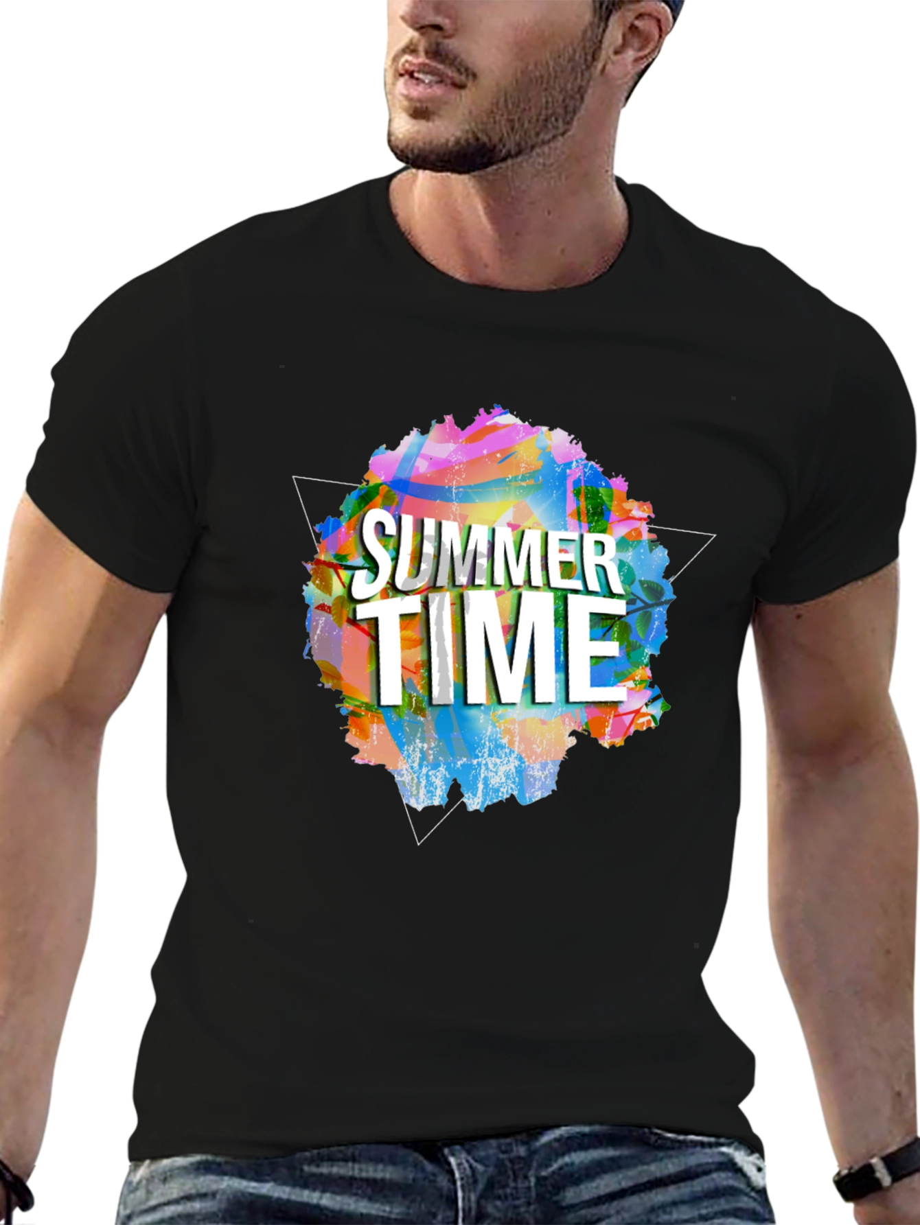 Summer Time Graphic Tee - Black Short Sleeve Shirt