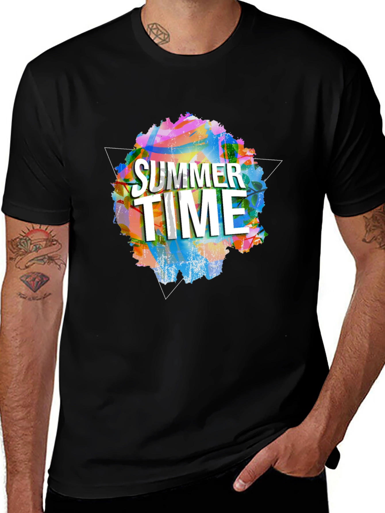 Summer Time Graphic Tee - Black Short Sleeve Shirt