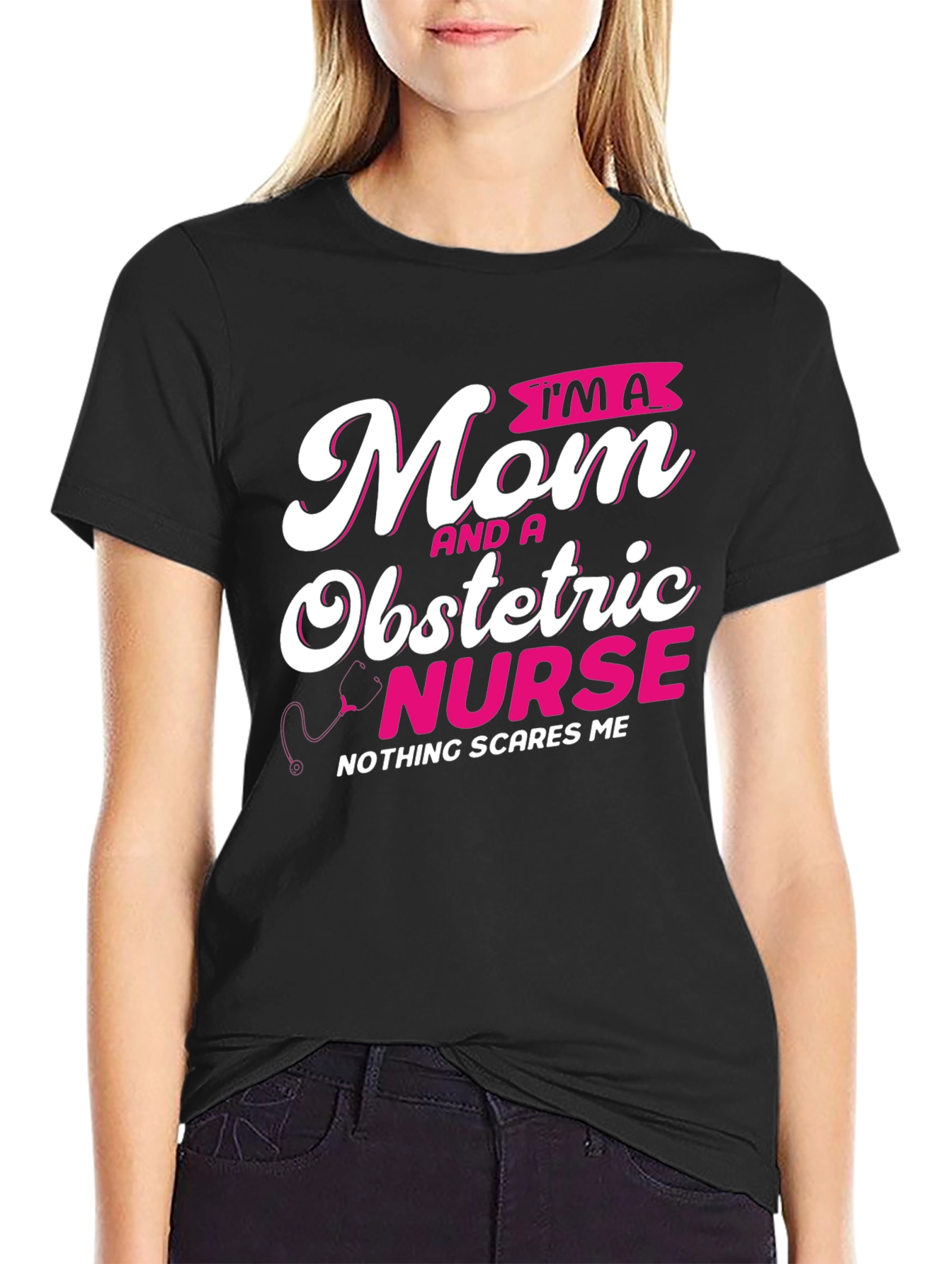 Mom Obstetric Nurse Graphic Tee - Black