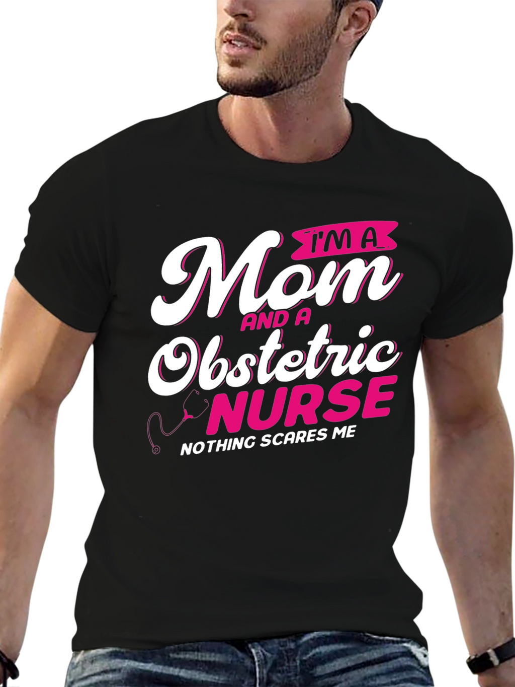 Mom Obstetric Nurse Graphic Tee - Black
