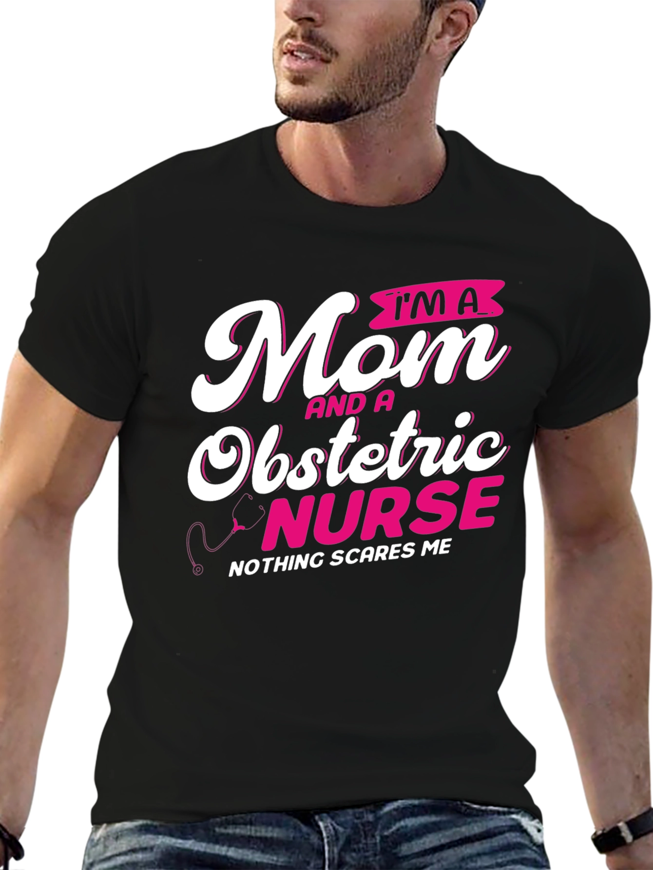 Mom Obstetric Nurse Graphic Tee - Black