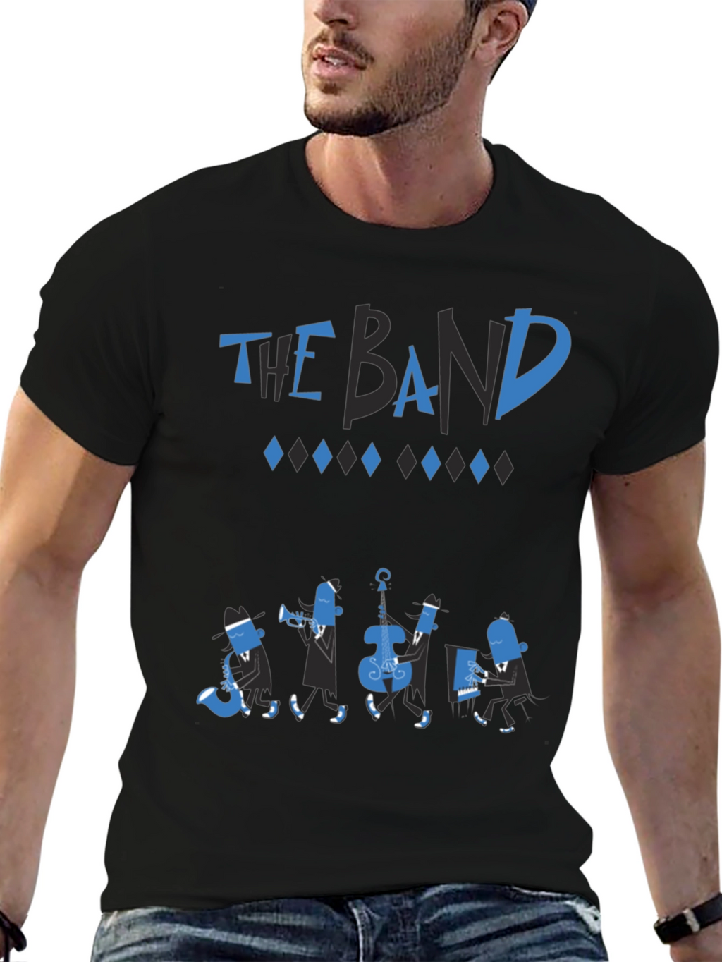 The Band Black T-Shirt - Cool Musical Design