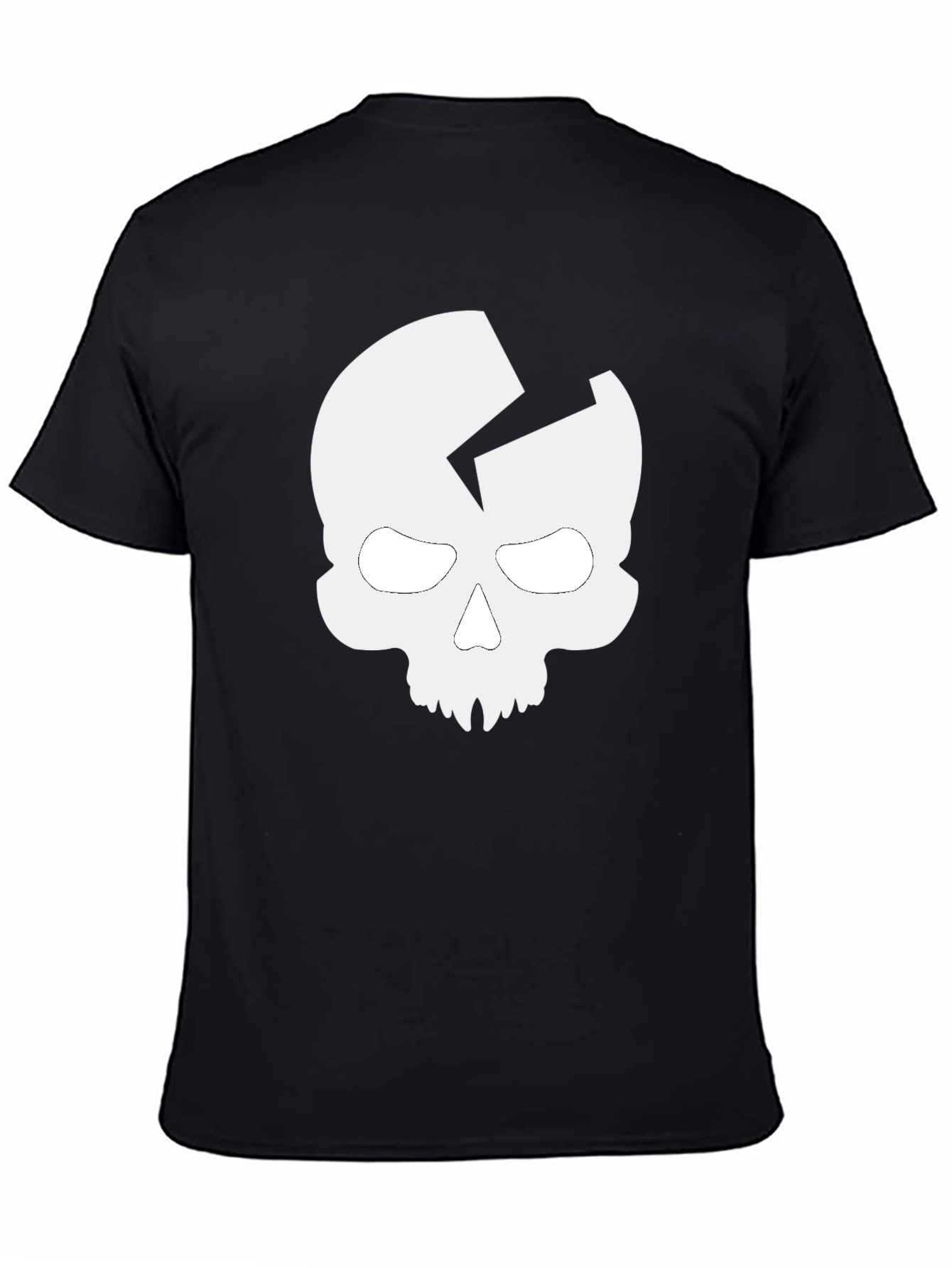 Skull Crack Graphic T-Shirt - Casual Black Tee